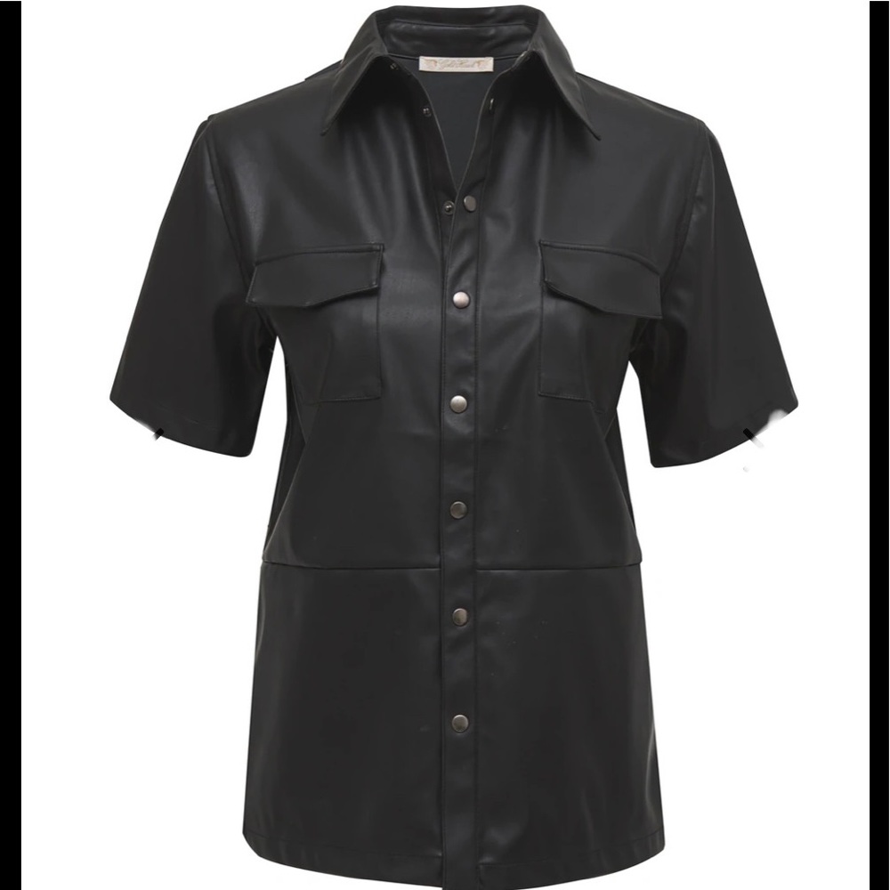 GoldHawk Vegan Leather Black Top Sz S